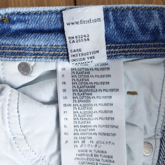 Diesel Skinny Cropped Raw Hem Jeans SZ 28 - Picture 16 of 16